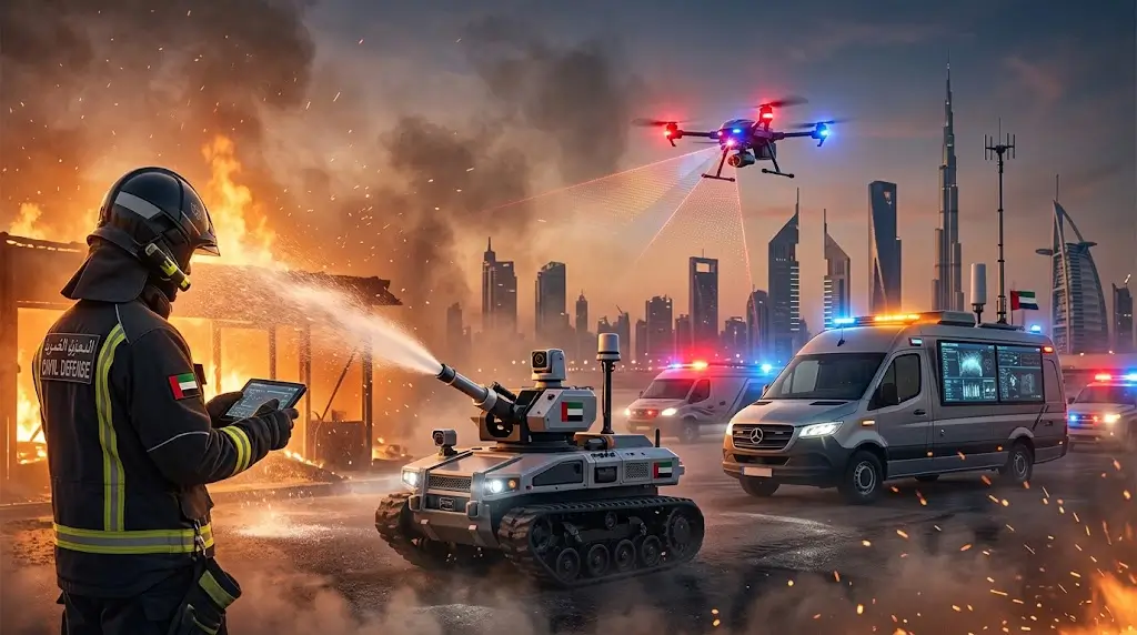AI firefighting is coming to UAE civil defence, with drones, wearables, and rescue rovers. Here is a simple look at how it aims to protect people.